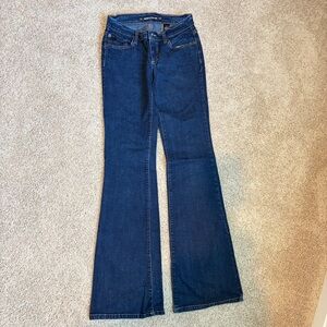 VTG DKNY Jeans Y2K Low Rise Dark Wash Flare Denim Bell Bottoms Size 0R 2000s